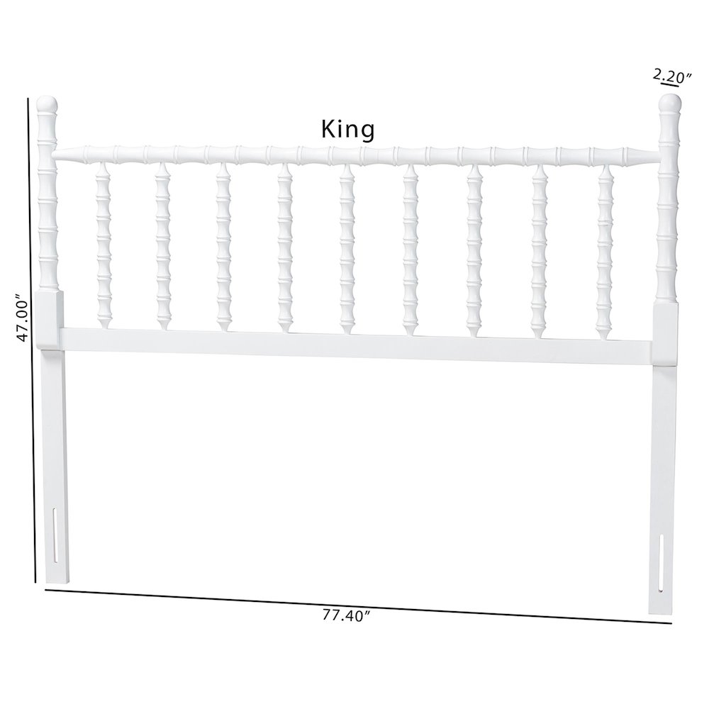 Edaline Bamboo Motif Headboard - Turned Spindle Design, Boho, Full, White. Picture 7