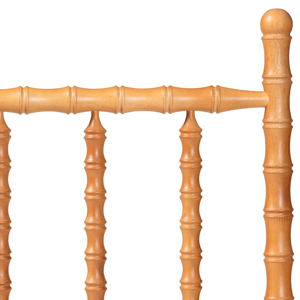 Edaline Bamboo Motif Headboard - Turned Spindle Design, Boho, Full, Oak Brown. Picture 3