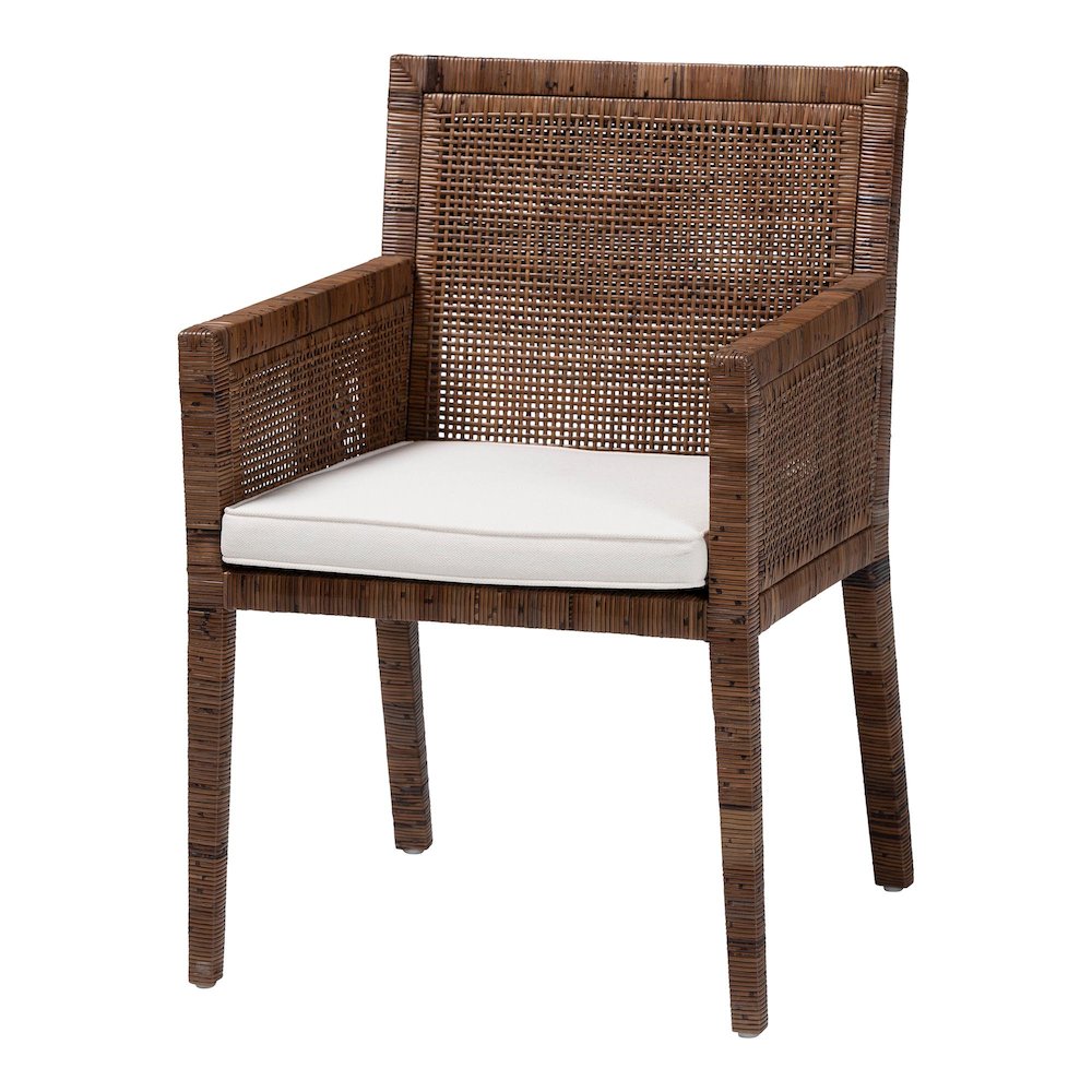 Karis Rattan Dining Chair with Cushion, Antique Coffee. Picture 1