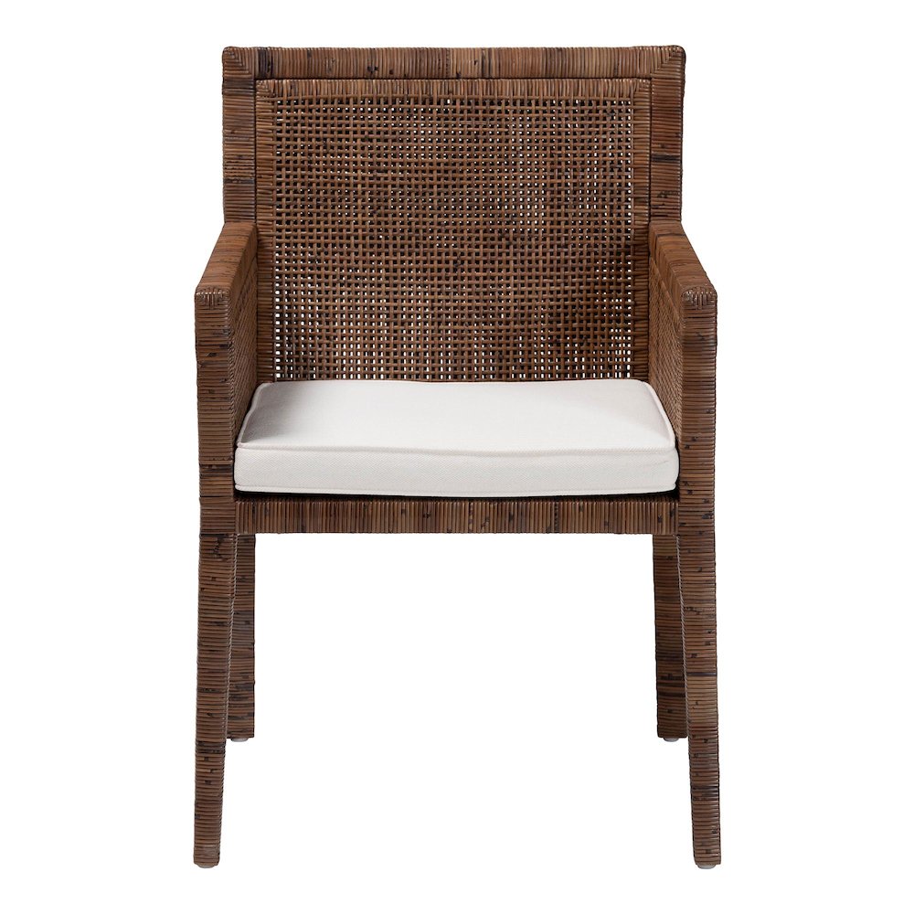 Karis Rattan Dining Chair with Cushion, Antique Coffee. Picture 3