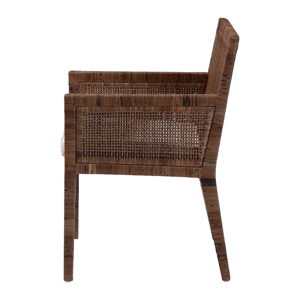 Karis Rattan Dining Chair with Cushion, Antique Coffee. Picture 4