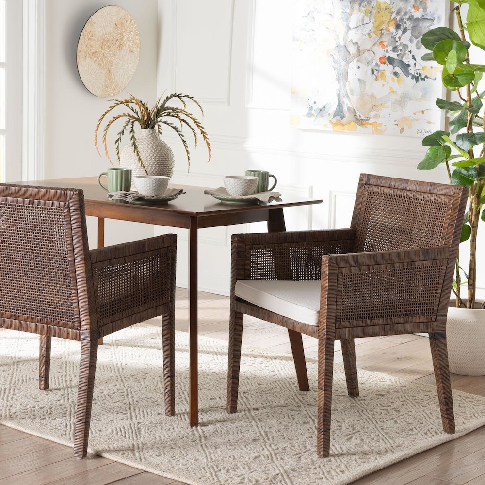 Karis Rattan Dining Chair with Cushion, Antique Coffee. Picture 2