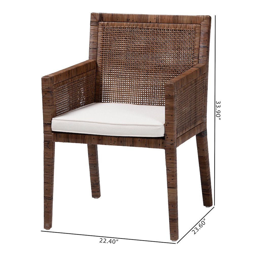 Karis Rattan Dining Chair with Cushion, Antique Coffee. Picture 8