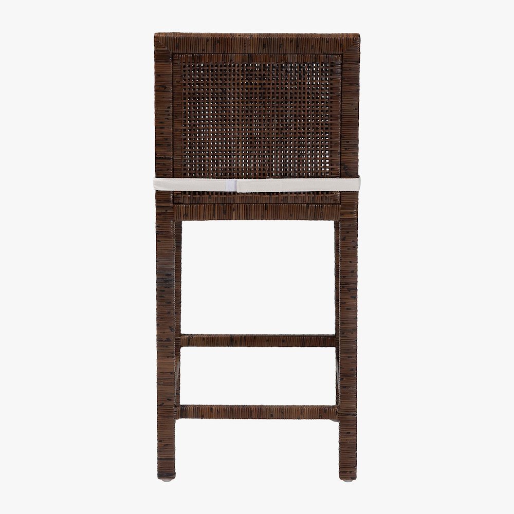 Sofia Rattan Counter Stool with Mahogany Wood Frame, Antique Coffee. Picture 5