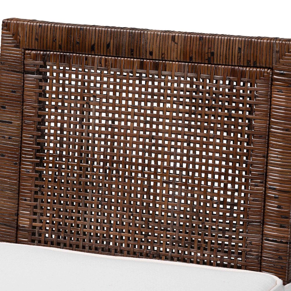 Sofia Rattan Counter Stool with Mahogany Wood Frame, Antique Coffee. Picture 6