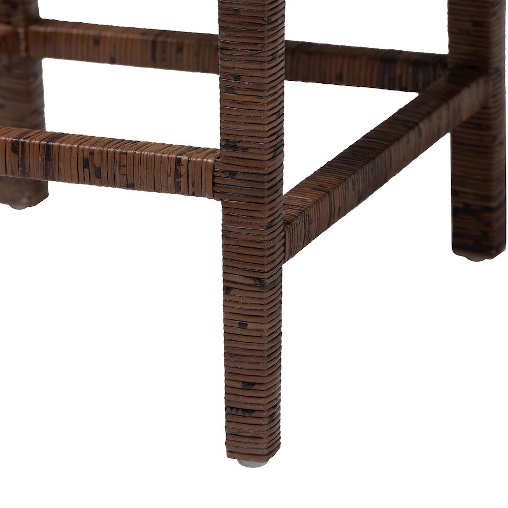 Sofia Rattan Counter Stool with Mahogany Wood Frame, Antique Coffee. Picture 7