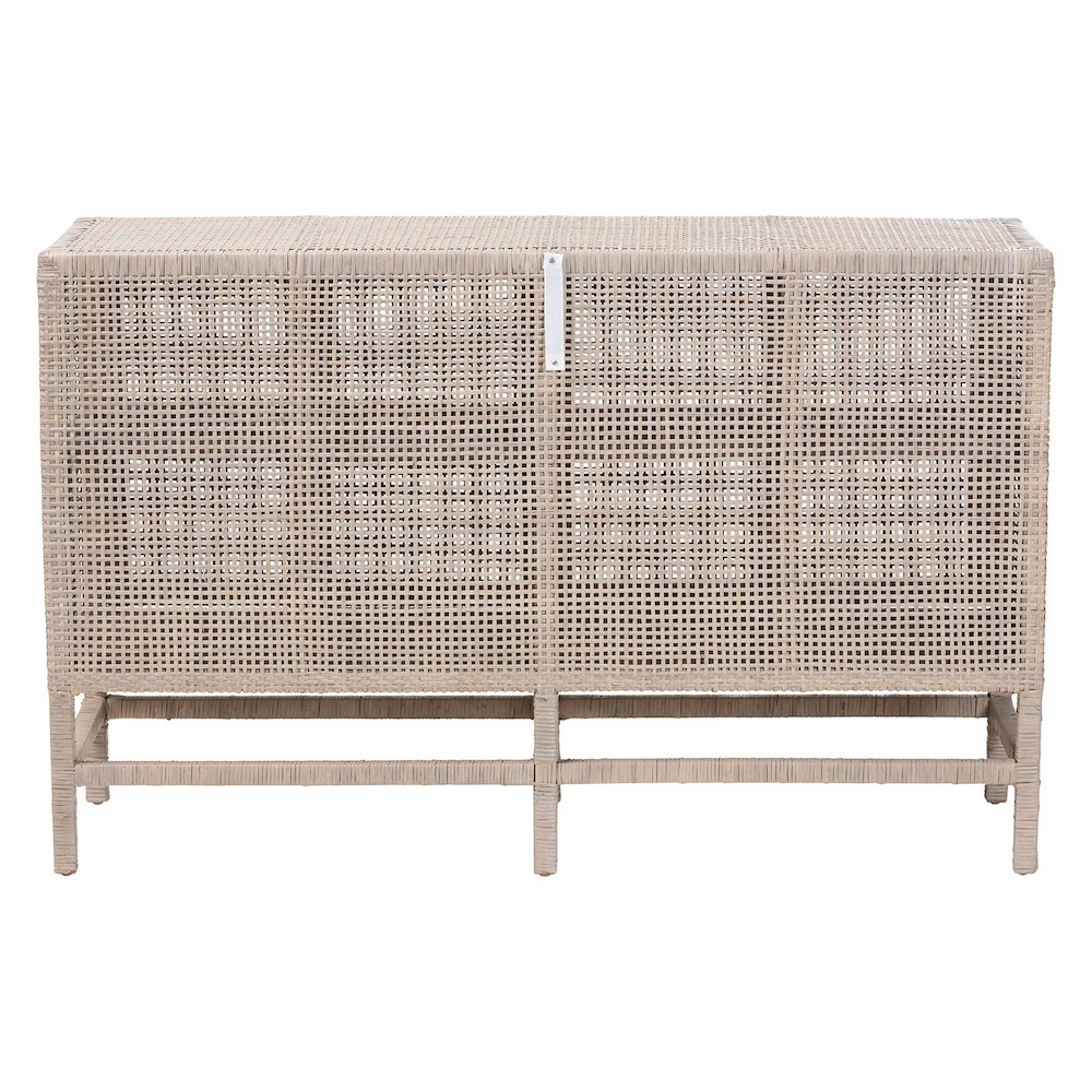 2-Tier Wicker Accent Cabinet with Double Doors and Elevated Base, French Grey. Picture 6