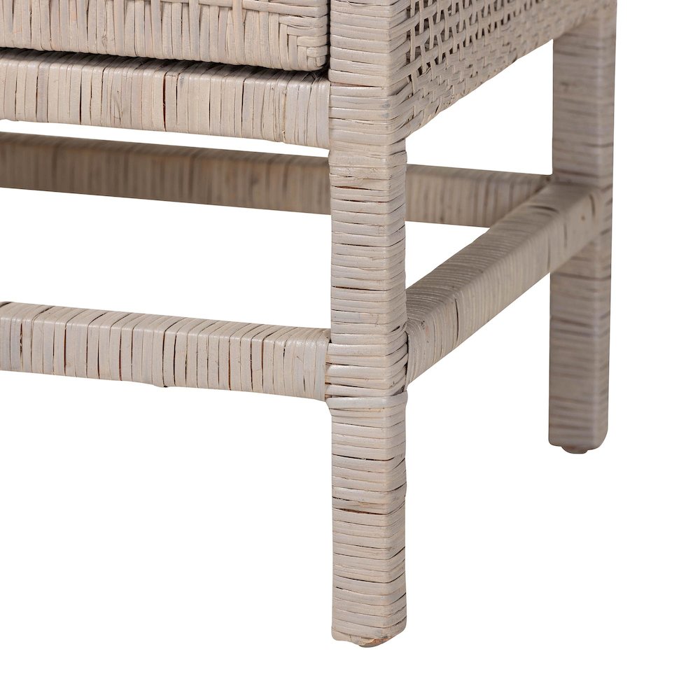 2-Tier Wicker Accent Cabinet with Double Doors and Elevated Base, French Grey. Picture 8