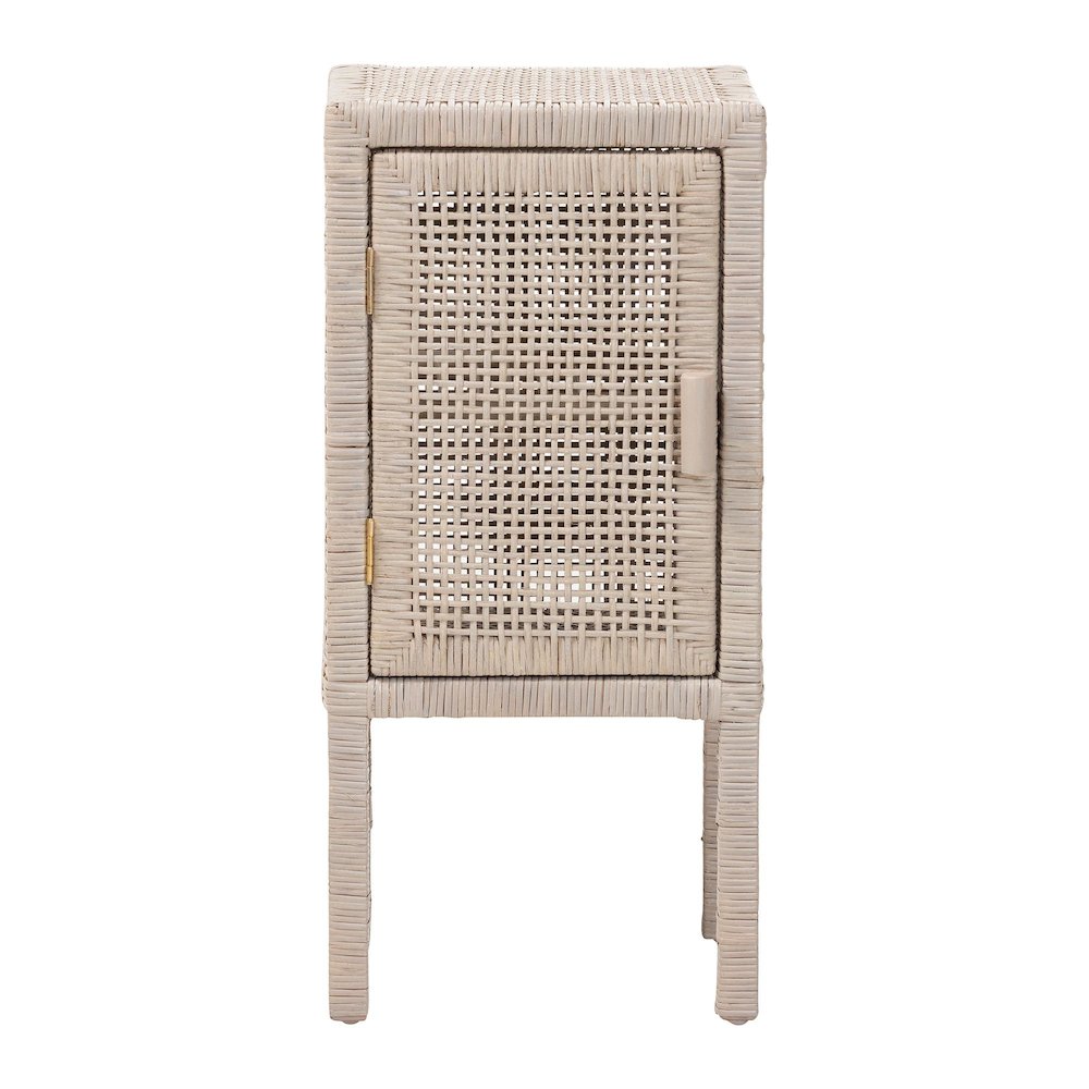 Accent Bedside Table with Interior Shelving and Elevated Base, French Grey. Picture 4