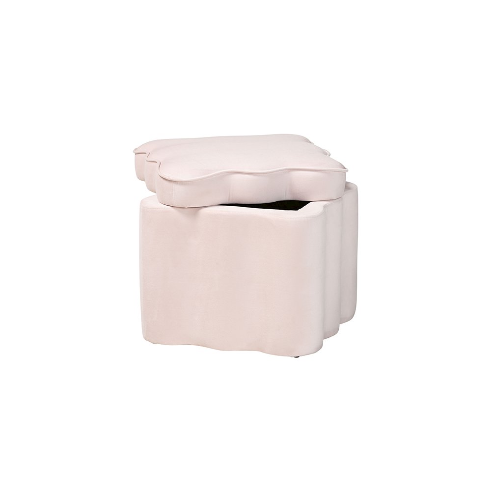 Baxton Studio Paulina Velvet Storage Ottoman, Scalloped, Light Pink. Picture 3