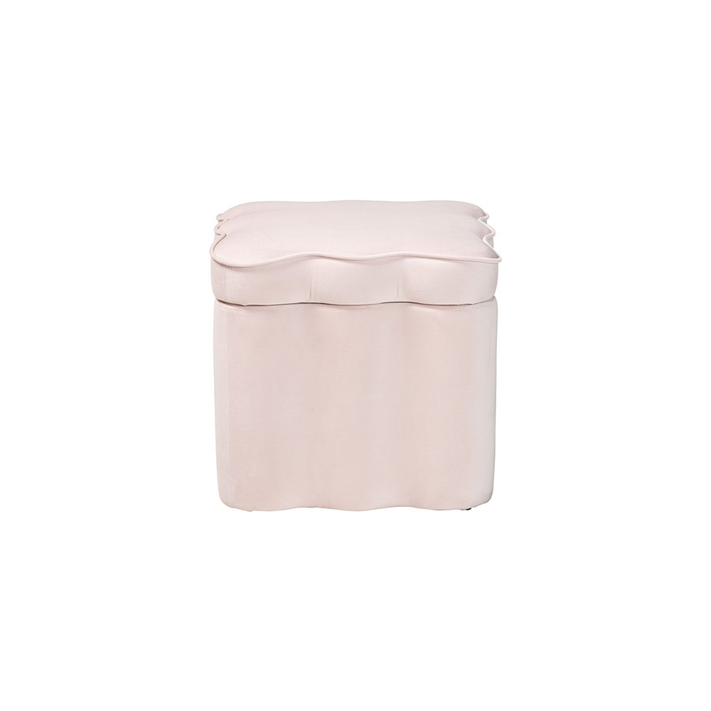Baxton Studio Paulina Velvet Storage Ottoman, Scalloped, Light Pink. Picture 4