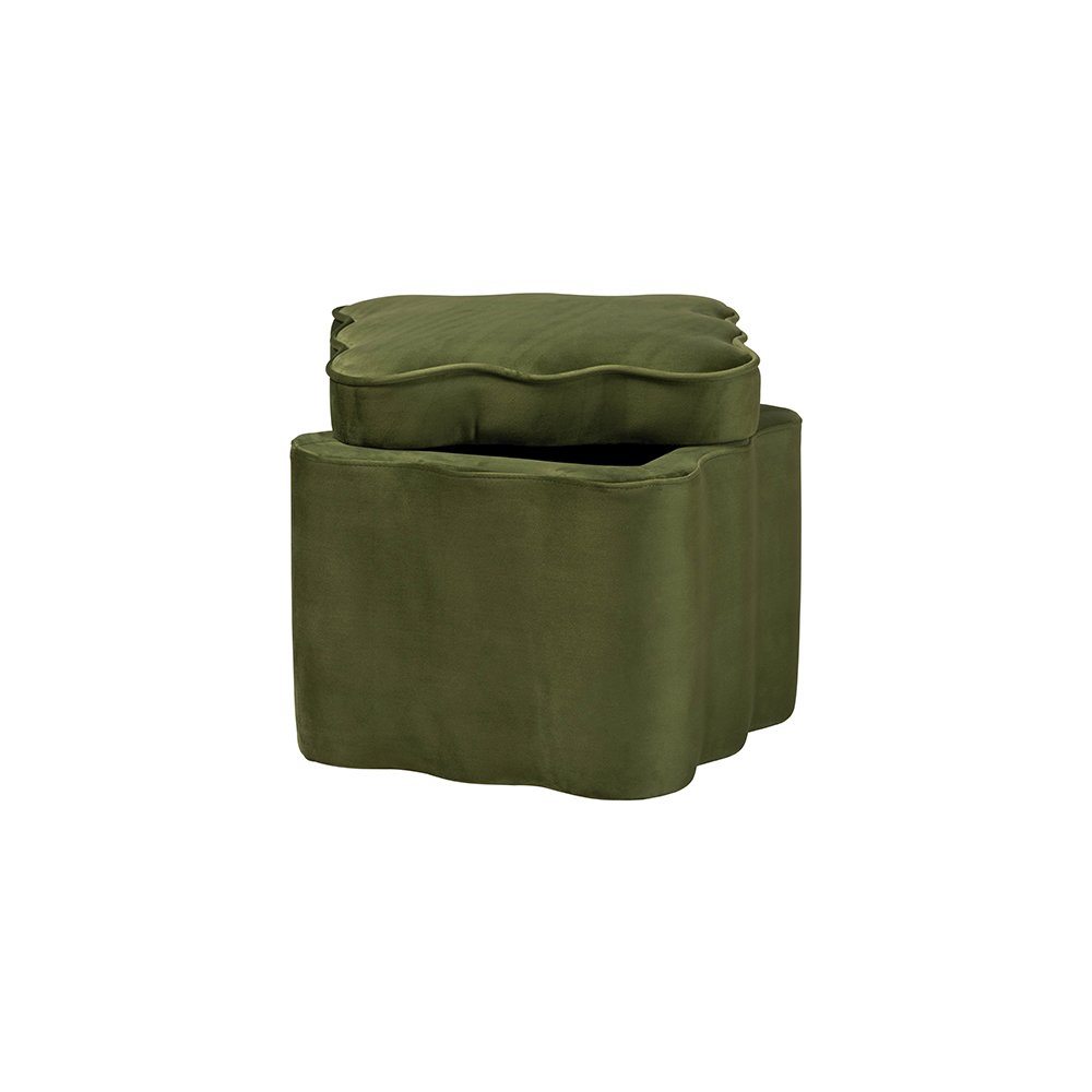 Baxton Studio Paulina Velvet Storage Ottoman, Scalloped, Moss Green. Picture 3