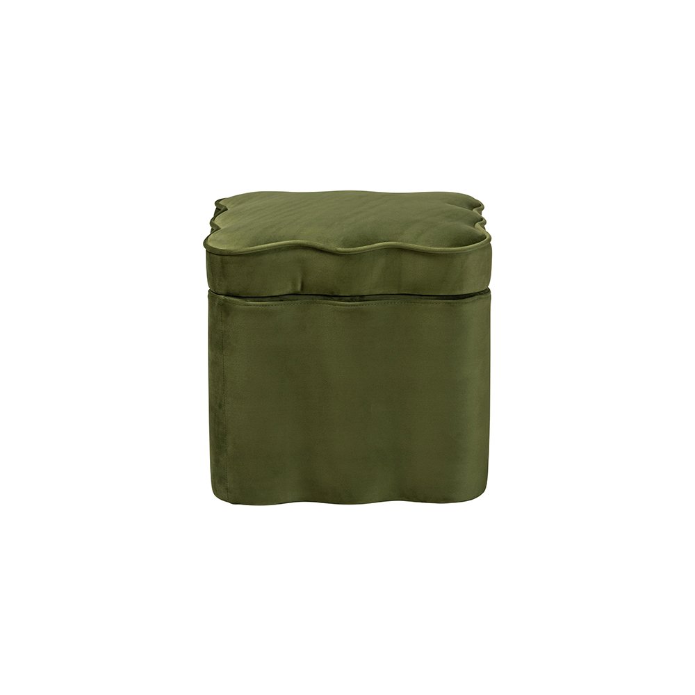 Baxton Studio Paulina Velvet Storage Ottoman, Scalloped, Moss Green. Picture 4