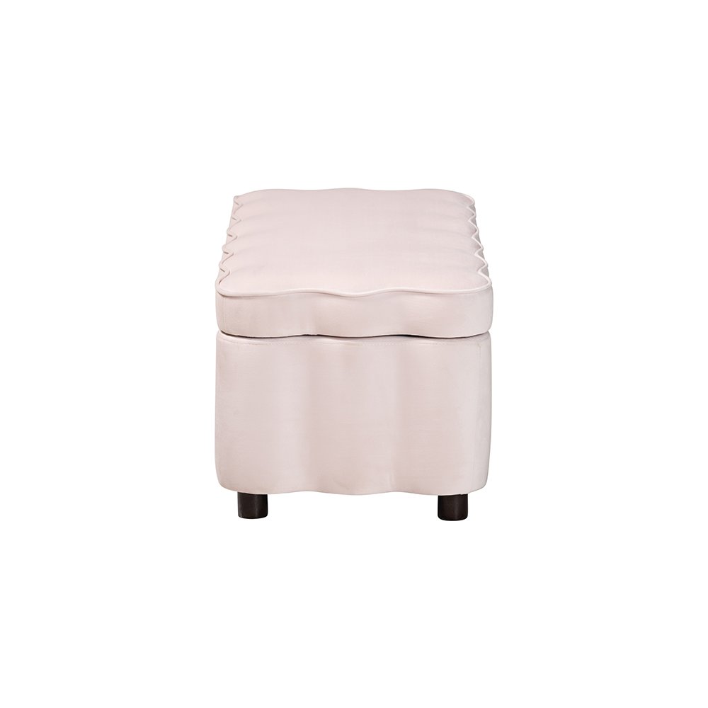 Baxton Studio Paulina Velvet Storage Bench, Scalloped, Light Pink. Picture 5