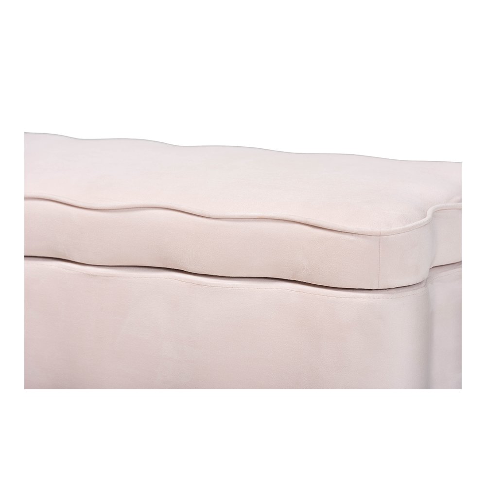 Baxton Studio Paulina Velvet Storage Bench, Scalloped, Light Pink. Picture 7