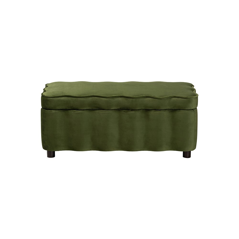 Baxton Studio Paulina Velvet Storage Bench, Scalloped, Moss Green. Picture 6