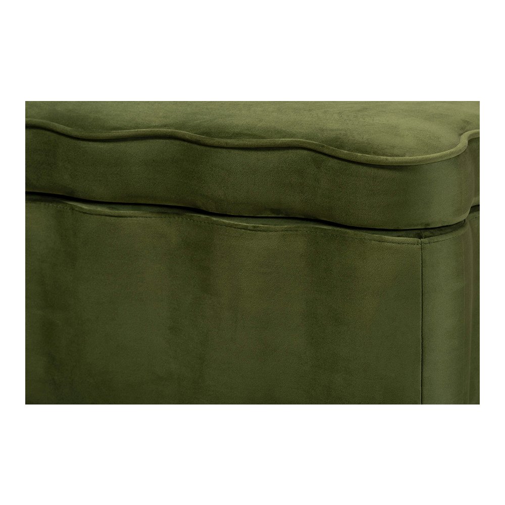 Baxton Studio Paulina Velvet Storage Bench, Scalloped, Moss Green. Picture 7
