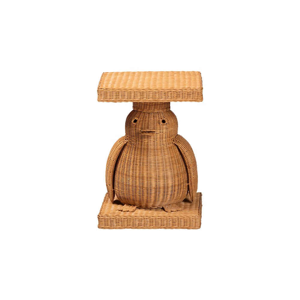 Pembroke Penguin Rattan End Table, Handwoven Sculptural Accent Table. Picture 3
