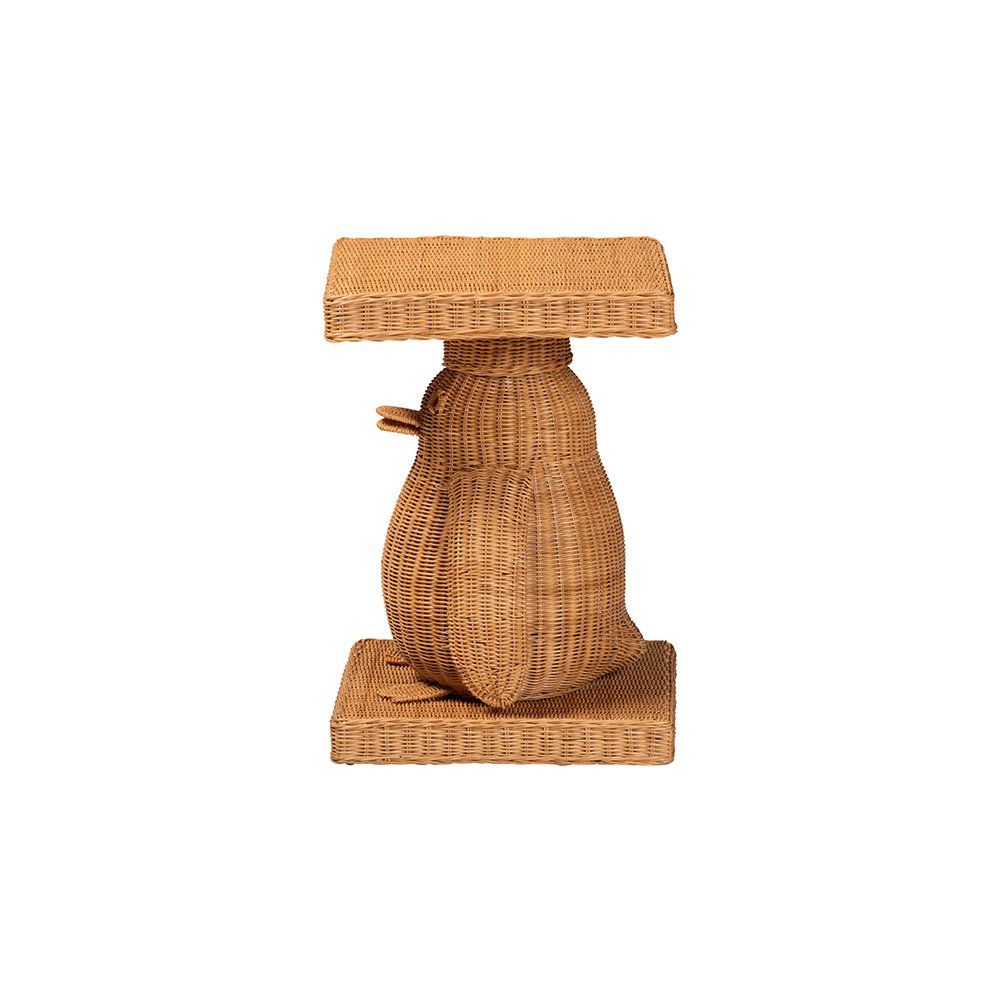 Pembroke Penguin Rattan End Table, Handwoven Sculptural Accent Table. Picture 4