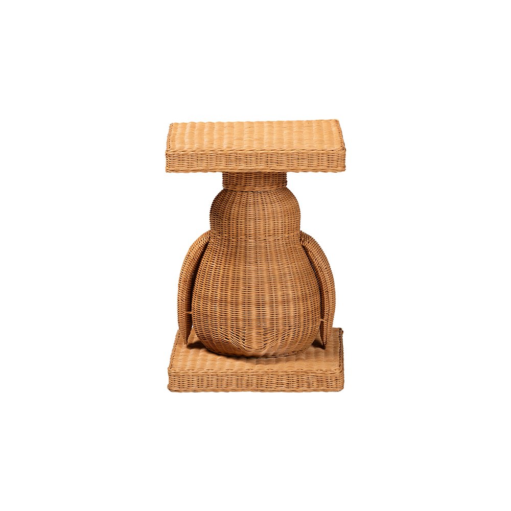 Pembroke Penguin Rattan End Table, Handwoven Sculptural Accent Table. Picture 5