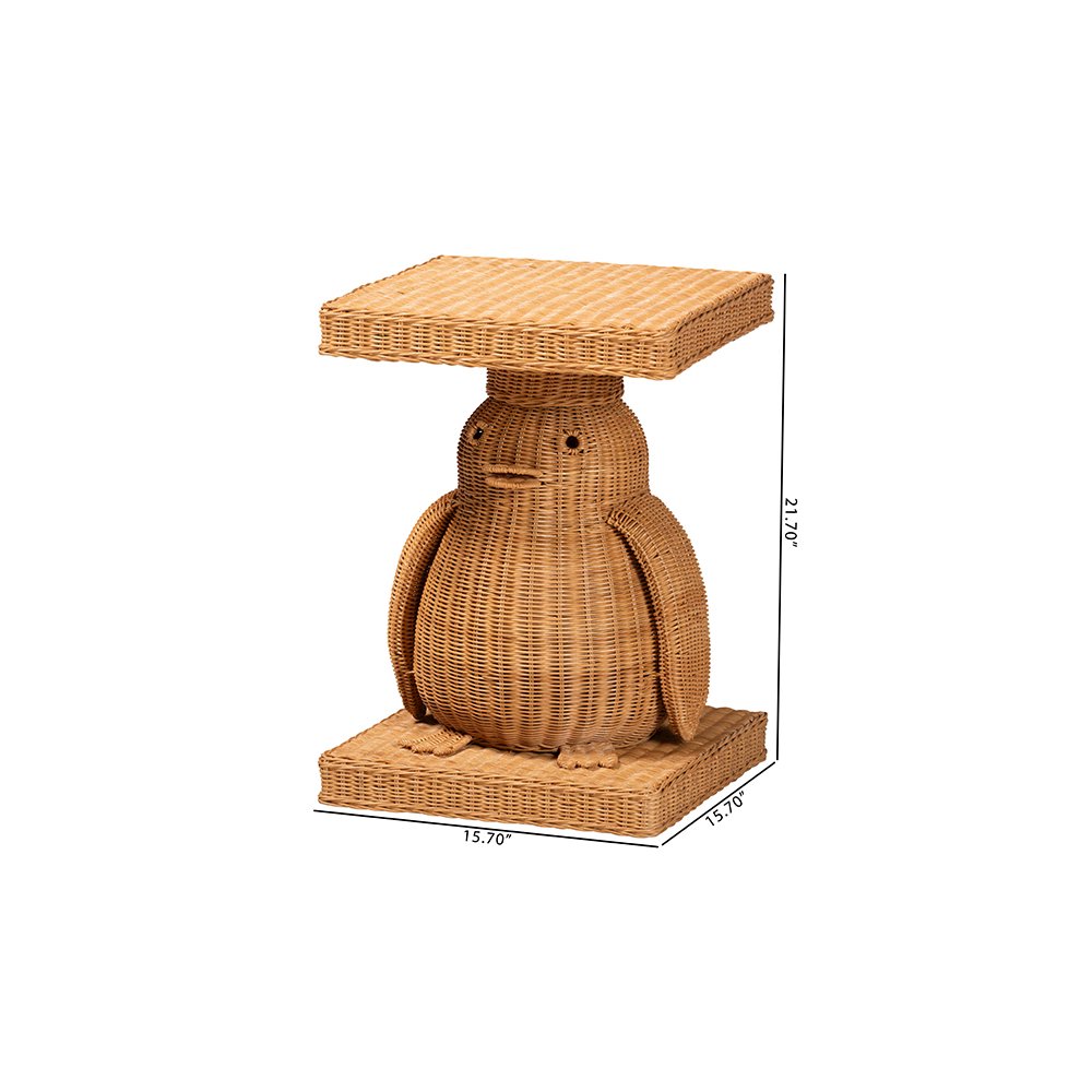 Pembroke Penguin Rattan End Table, Handwoven Sculptural Accent Table. Picture 10