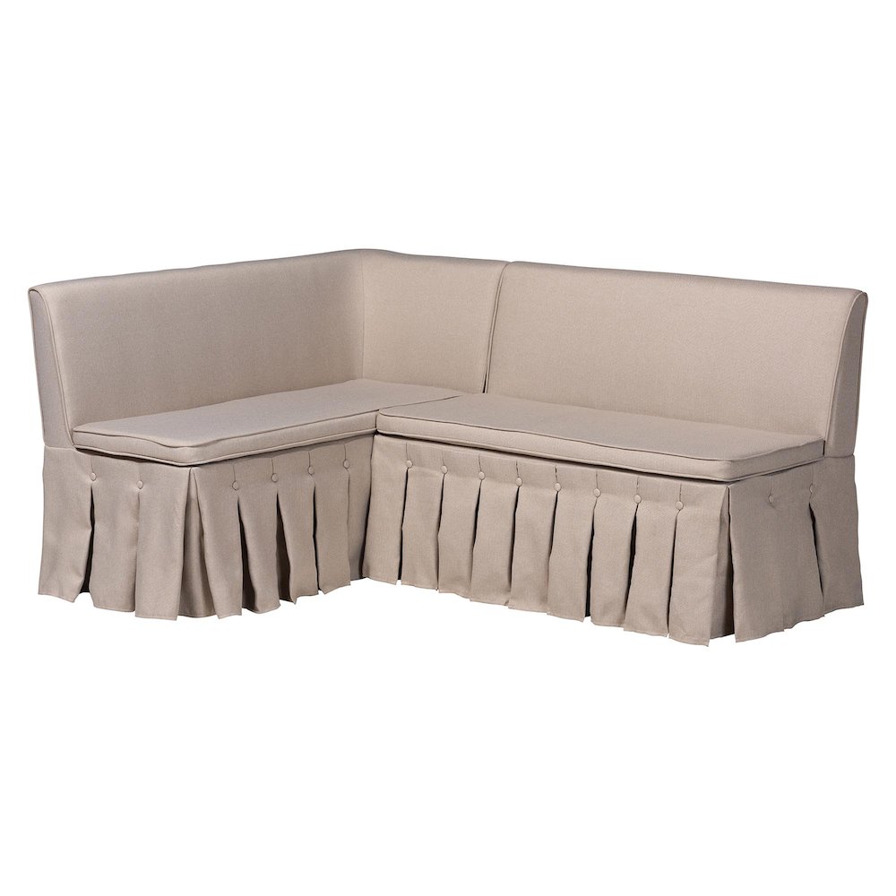 Meyer 2-Pc Upholstered Dining Nook Bench Set - L-Shaped Banquette, Beige. Picture 1