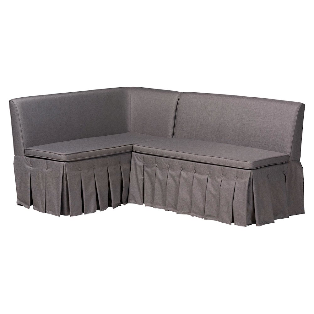 Meyer 2-Pc Upholstered Dining Nook Bench Set - L-Shaped Banquette, Grey. Picture 1