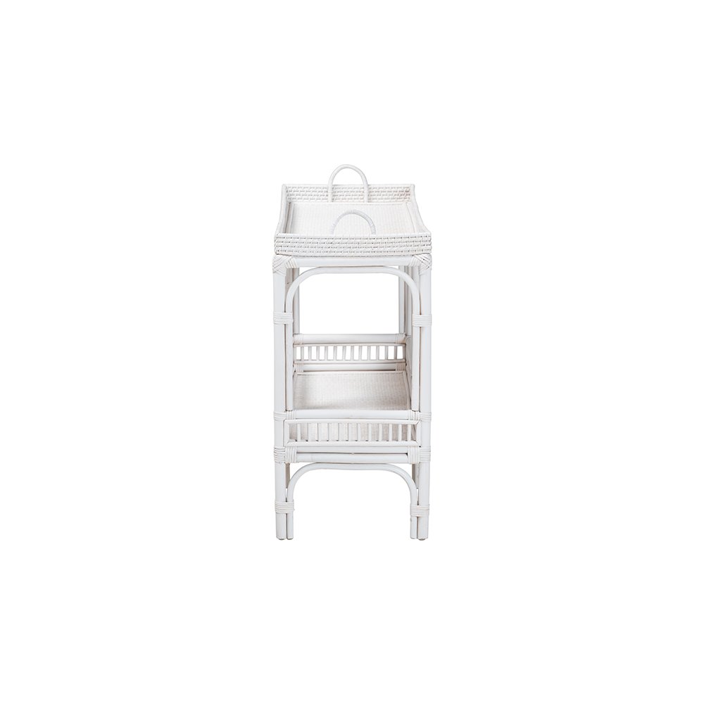 Lombok Rattan Console Table with Raised 2-Tier Tray Top, White. Picture 4