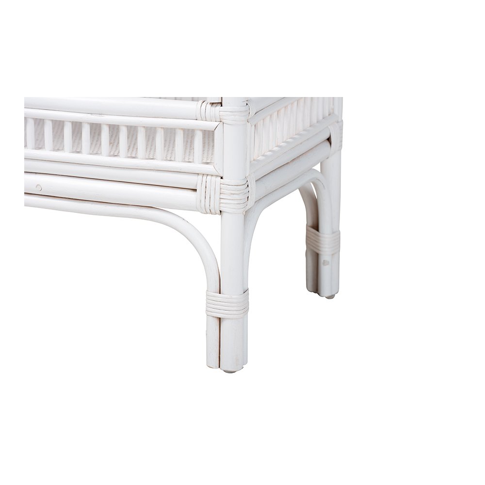 Lombok Rattan Console Table with Raised 2-Tier Tray Top, White. Picture 6