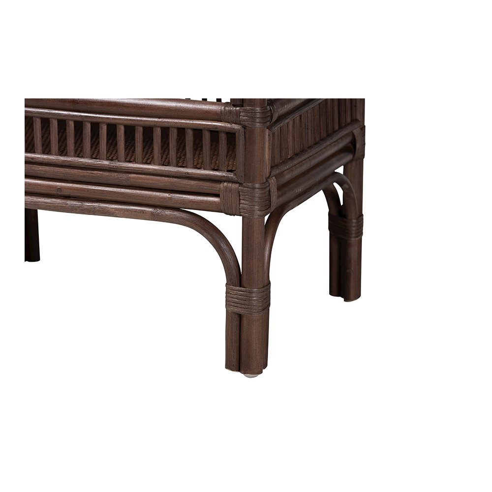 Lombok Rattan Console Table with Raised 2-Tier Tray Top, Espresso. Picture 6