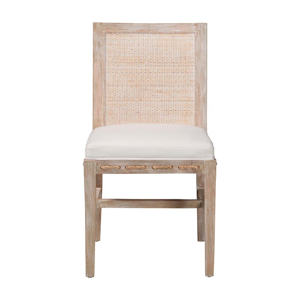 Ashford Whitewash Rattan Dining Chair - Mahogany Frame, Braided Rope Inserts. Picture 2