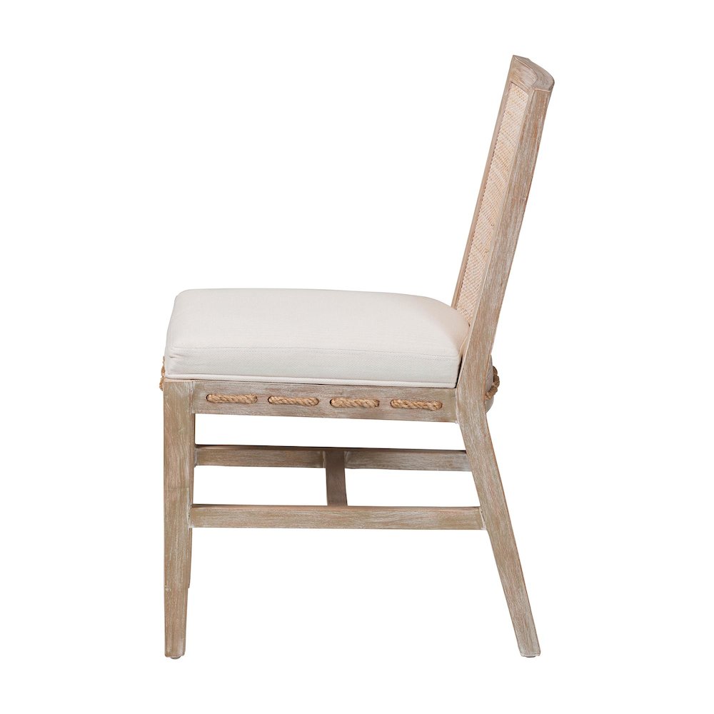 Ashford Whitewash Rattan Dining Chair - Mahogany Frame, Braided Rope Inserts. Picture 3