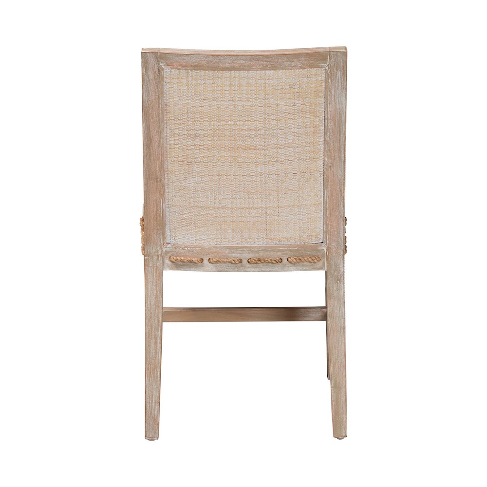 Ashford Whitewash Rattan Dining Chair - Mahogany Frame, Braided Rope Inserts. Picture 4