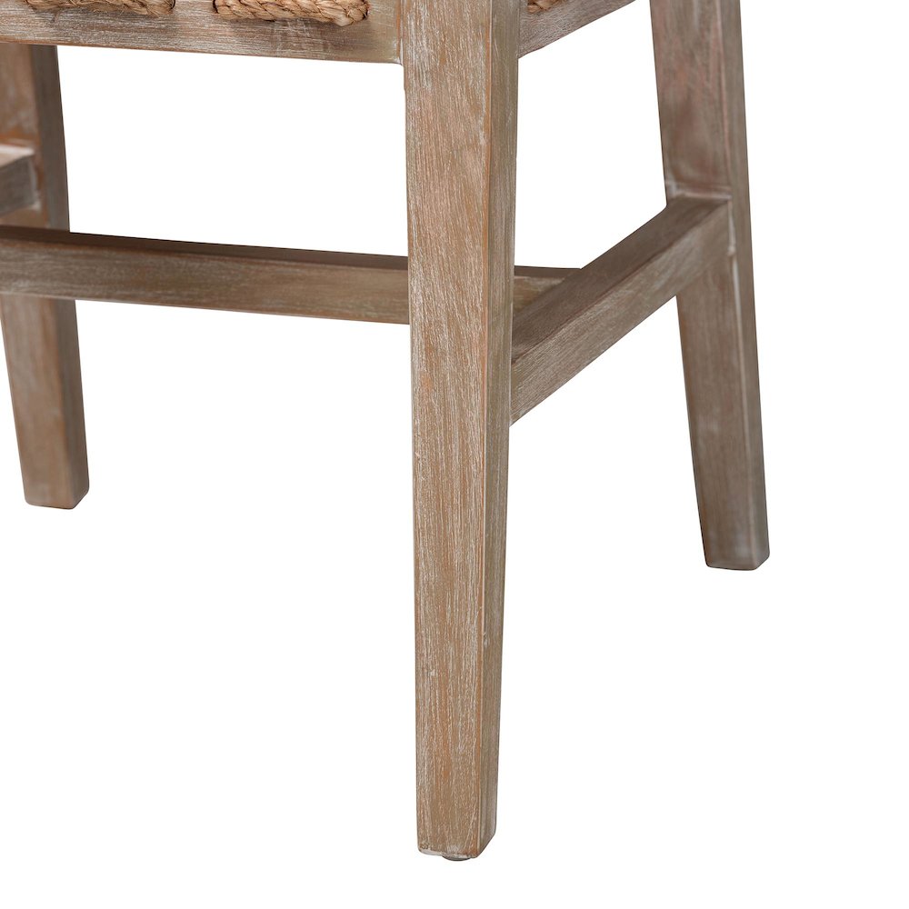 Ashford Whitewash Rattan Dining Chair - Mahogany Frame, Braided Rope Inserts. Picture 6