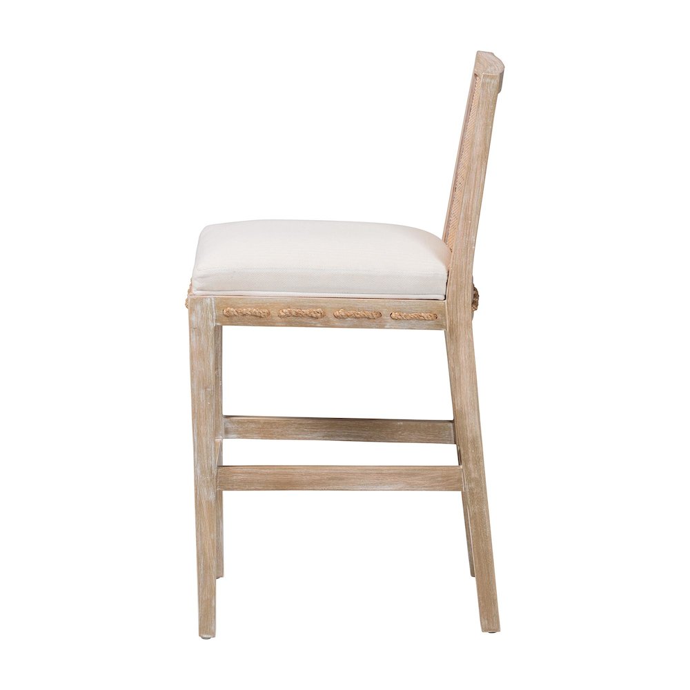 Ashford Whitewash Rattan Counter Stool - Mahogany Frame, Braided Rope Inserts. Picture 3