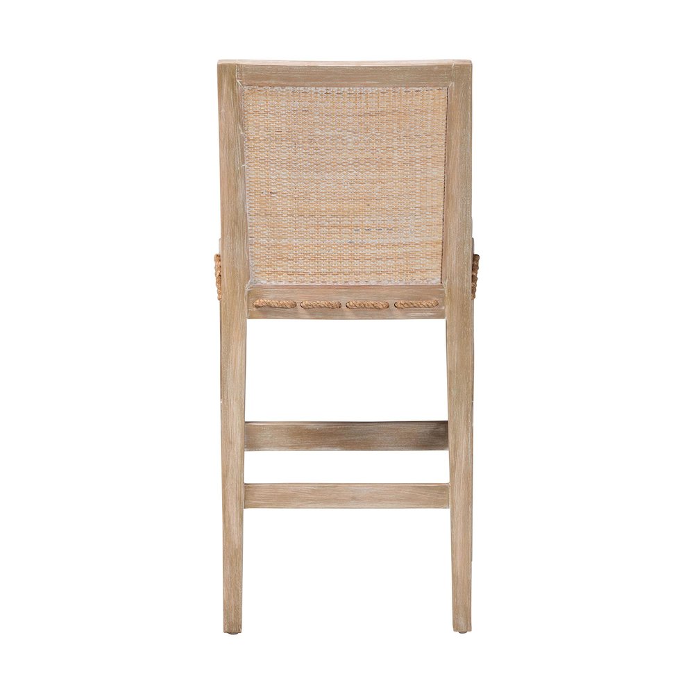 Ashford Whitewash Rattan Counter Stool - Mahogany Frame, Braided Rope Inserts. Picture 4