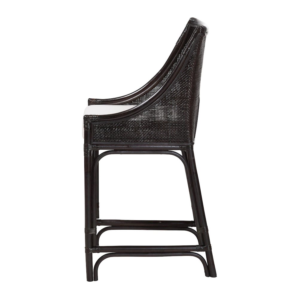 Acton Natural Rattan Counter Stool - Wicker Stool with Tall Back, Sloped Arms. Picture 3