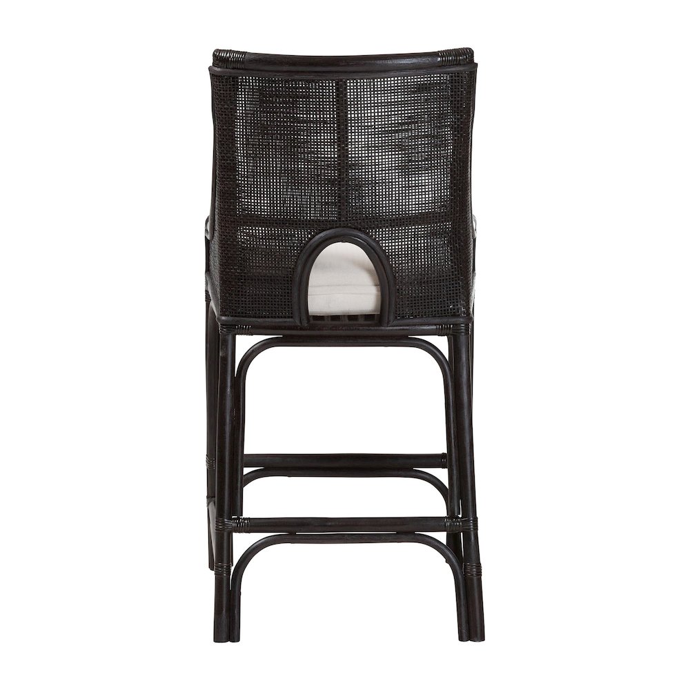 Acton Natural Rattan Counter Stool - Wicker Stool with Tall Back, Sloped Arms. Picture 4