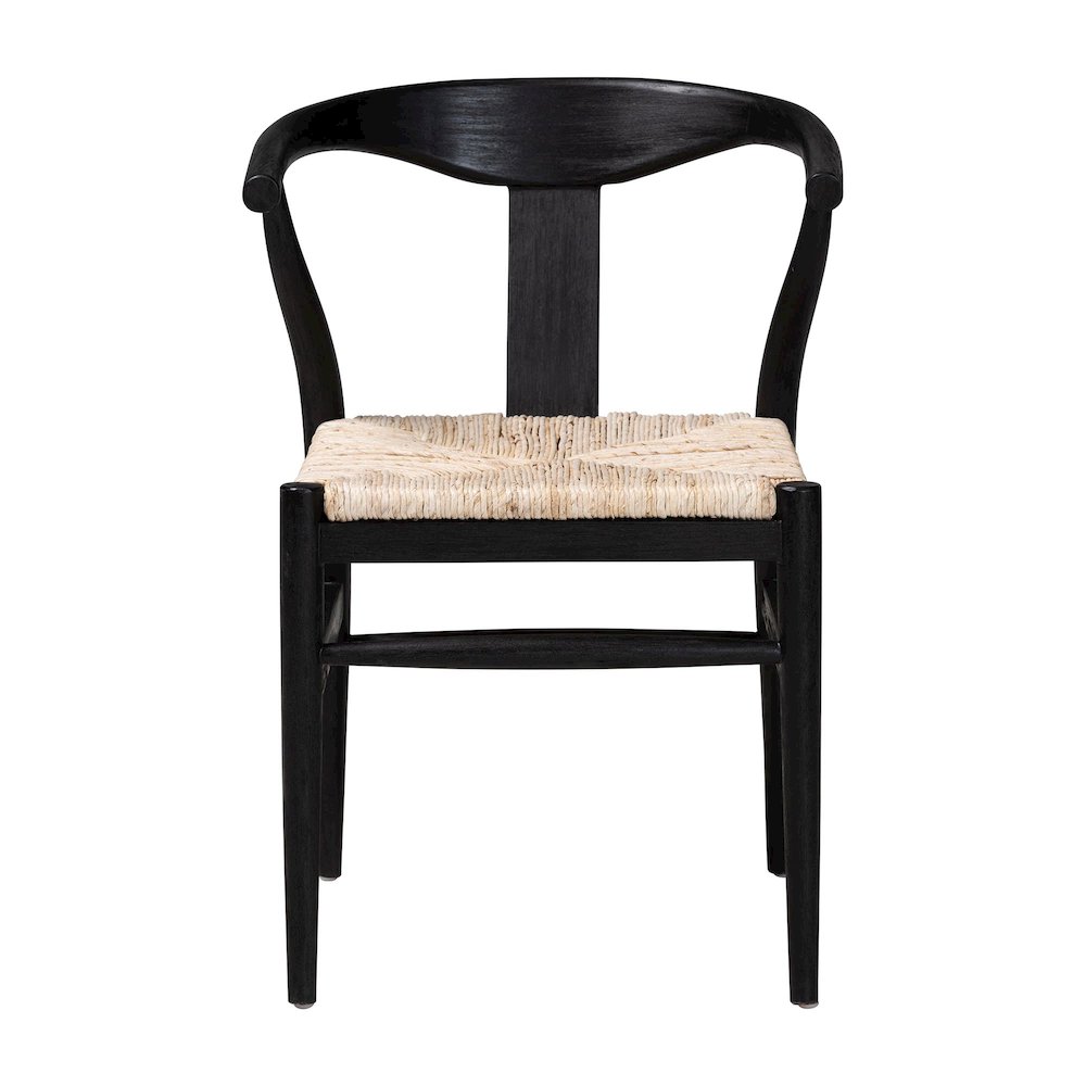 Fika Wishbone Dining Chair - Seagrass Seat, Mahogany Frame, Black. Picture 2