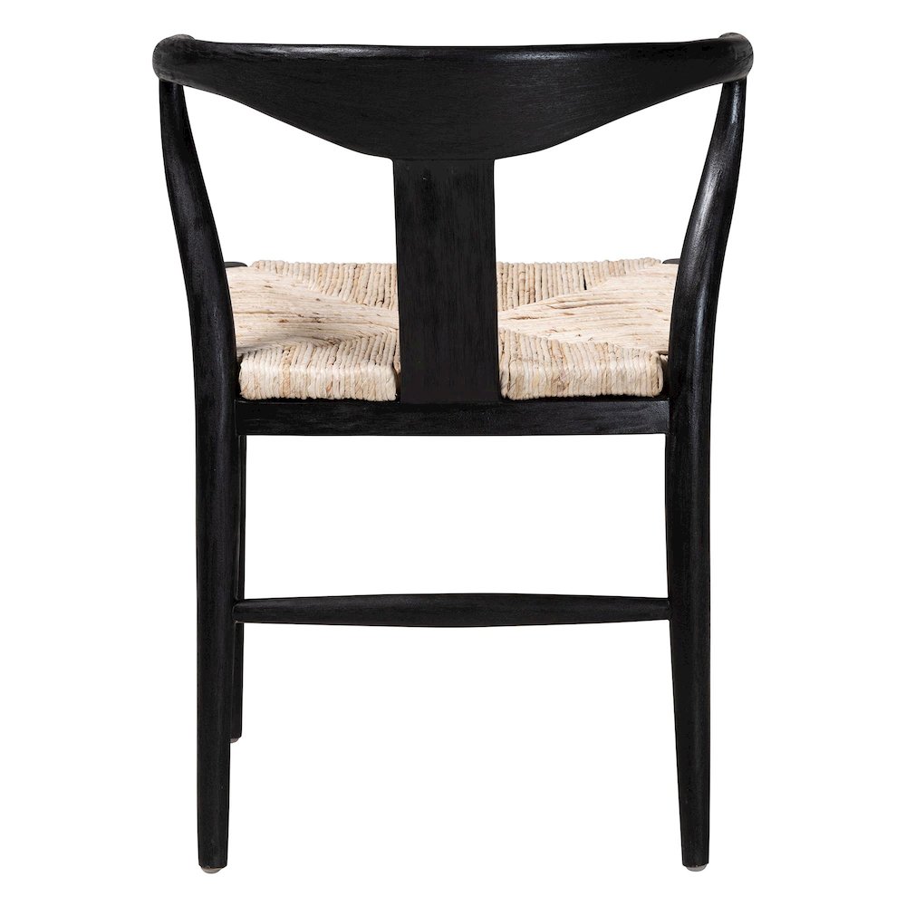 Fika Wishbone Dining Chair - Seagrass Seat, Mahogany Frame, Black. Picture 4