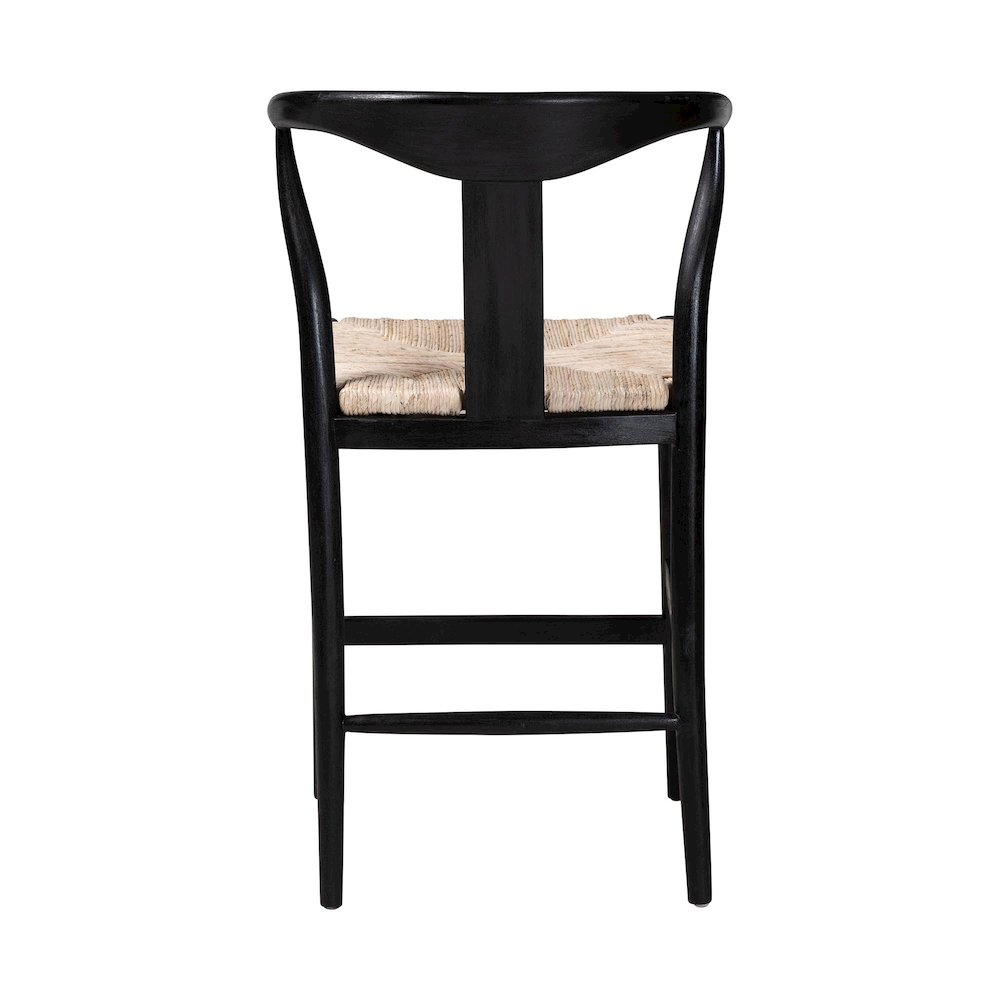 Fika Wishbone Counter Stool - Seagrass Seat, Mahogany Frame, Black. Picture 4