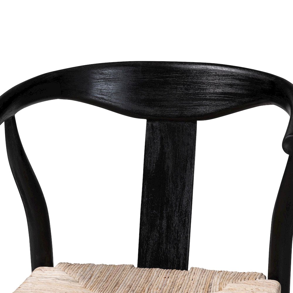 Fika Wishbone Counter Stool - Seagrass Seat, Mahogany Frame, Black. Picture 5
