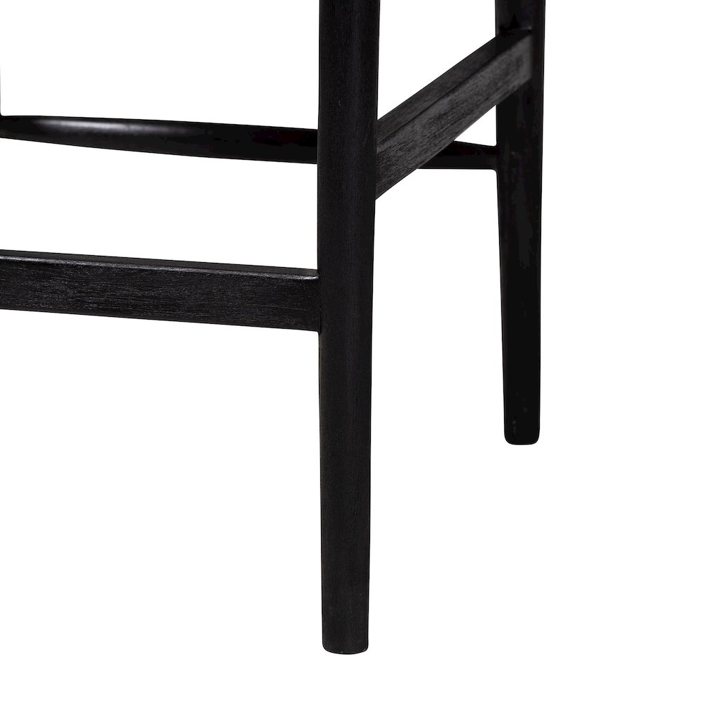 Fika Wishbone Counter Stool - Seagrass Seat, Mahogany Frame, Black. Picture 6