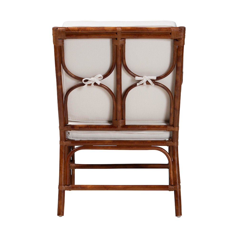 Cleantha Marbled Tortoise Rattan Armchair - Wicker Chair with Curved Armrests. Picture 4