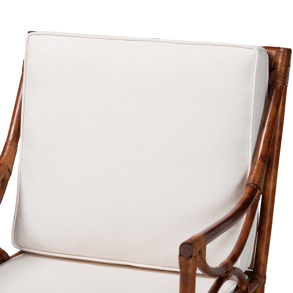 Cleantha Marbled Tortoise Rattan Armchair - Wicker Chair with Curved Armrests. Picture 5