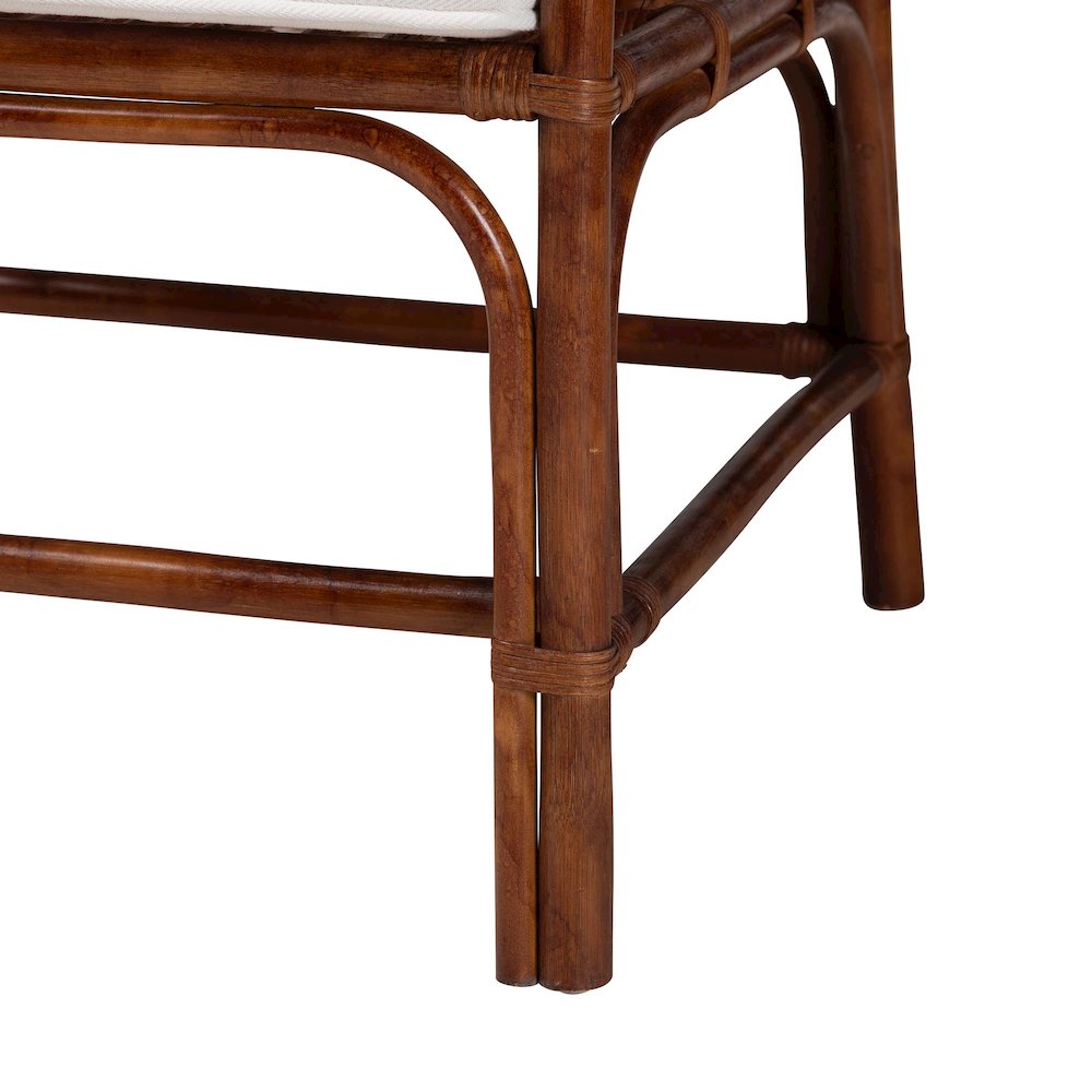 Cleantha Marbled Tortoise Rattan Armchair - Wicker Chair with Curved Armrests. Picture 6
