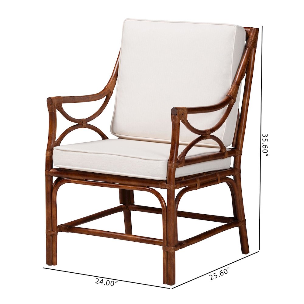 Cleantha Marbled Tortoise Rattan Armchair - Wicker Chair with Curved Armrests. Picture 9