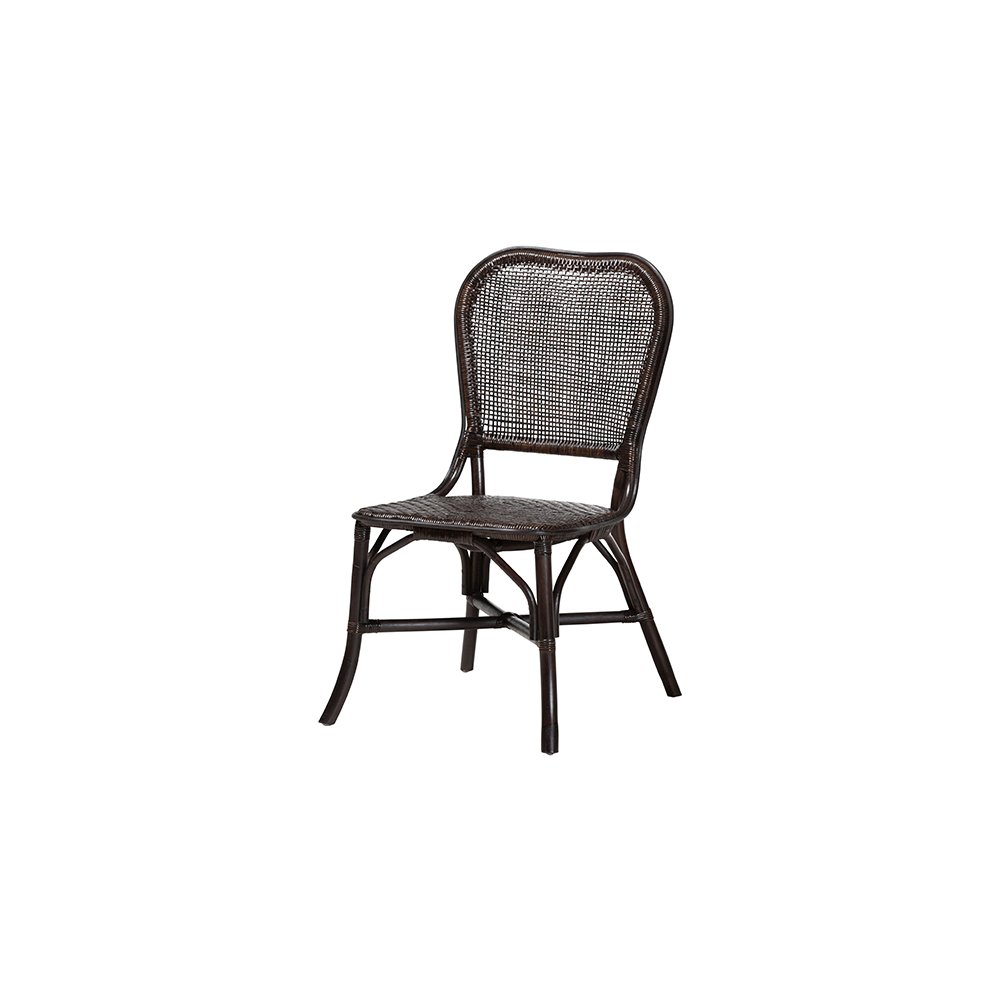 Irene Natural Rattan Dining Chair with Lattice Backrest, Espresso. Picture 1