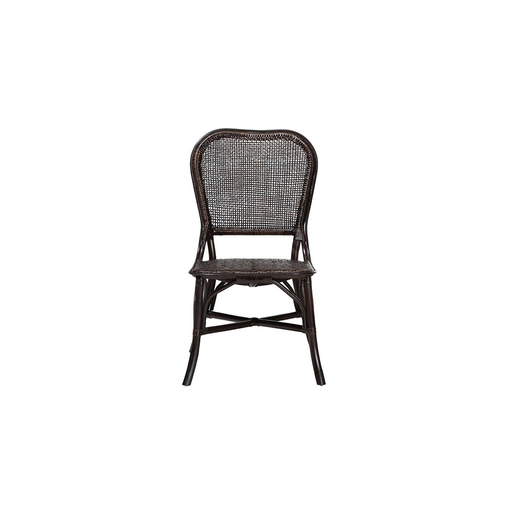 Irene Natural Rattan Dining Chair with Lattice Backrest, Espresso. Picture 3