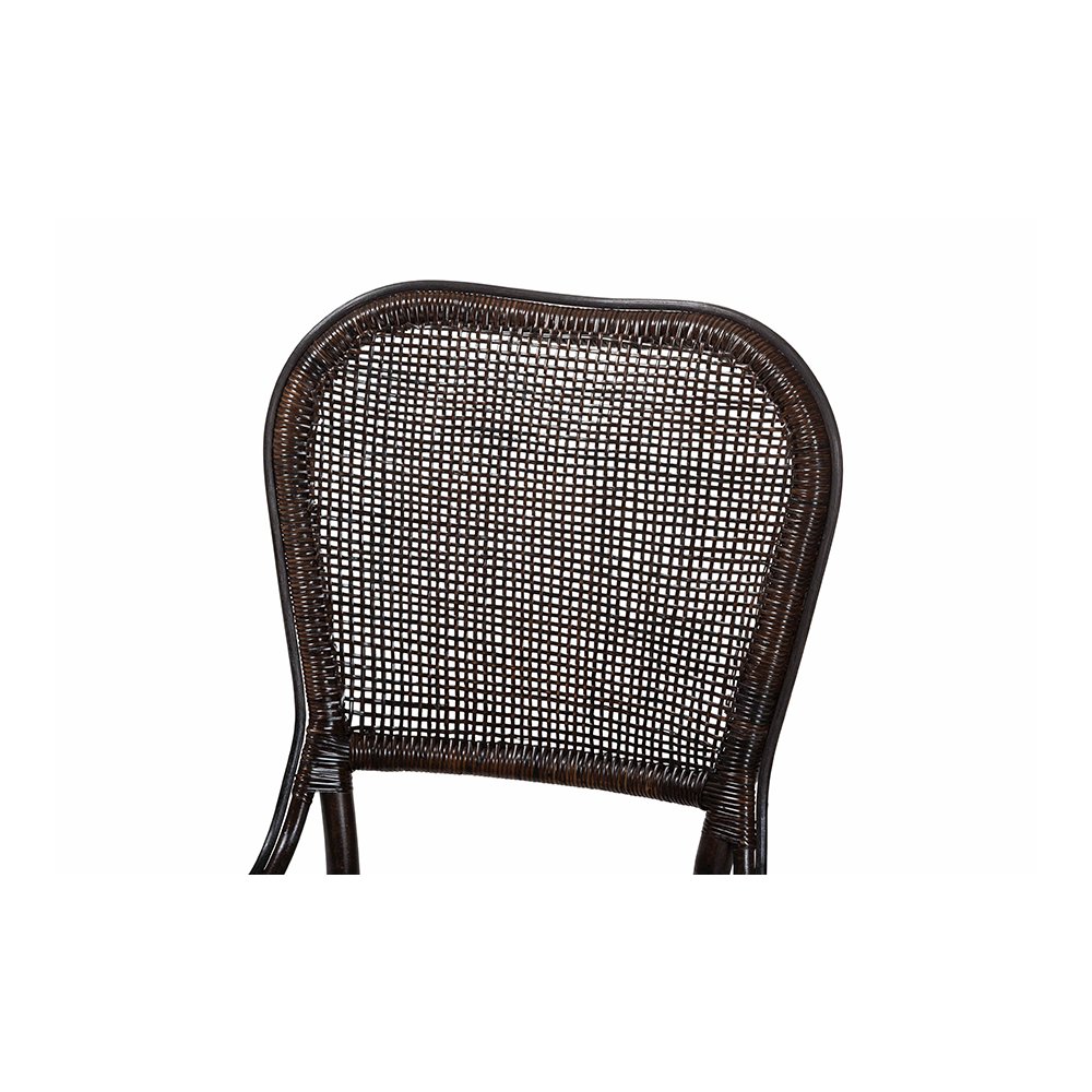 Irene Natural Rattan Dining Chair with Lattice Backrest, Espresso. Picture 6